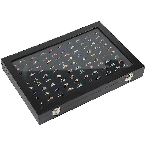 Ring Hållare, Ring Case, 100 Slot Ring Box Förvaring Organizer Smycken Ring Display