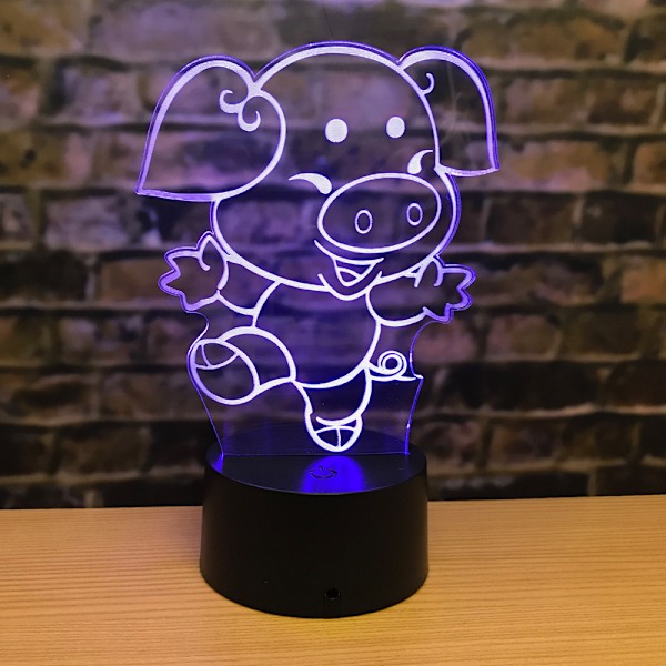 3D nattlampa LED-lampa zodiak prydnader dekoration akryl kreativ liten bordslampa sänglampa kreativ present sheep Black base remote control