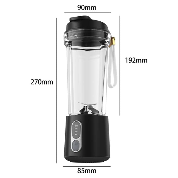 Juicer 4000Mah, 180W USB 4-bladet dobbeltformål juicekop (sort)