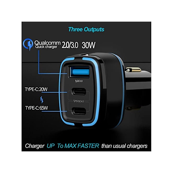 Billaddare Usb C Billaddare Typ C Qc3.0 Pd4.0 Pps 3 Portar Billaddare Adapter Laddning