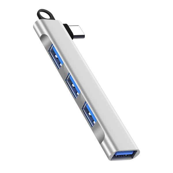 Adapter - USB C Hub Multiport, Side 4-i-1 Trådløs USB 3.0 Dockingstasjon (Sølv)