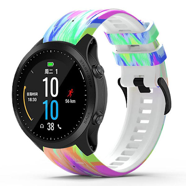 Hurtigudløselig urrem i silikone med trykt mønster til Garmin Forerunner 965/955/945/935 Style A