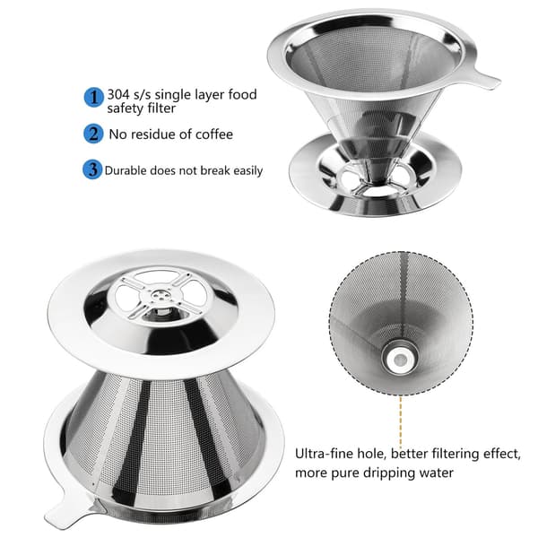 Gjenbrukbart kaffefilter med dobbelmasket design (Stor)