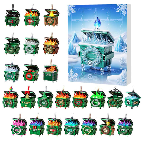 Adventskalender 2D Dumpster Fire Akryl Anheng, 24-dagers nedtelling