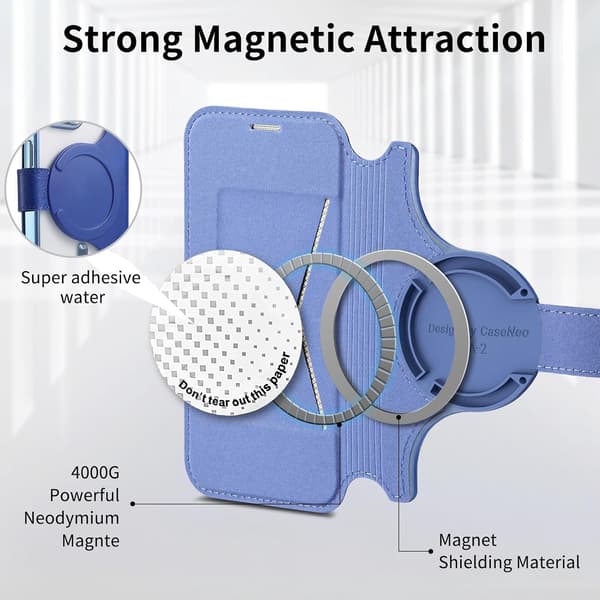 Etui til iPhone 16 Pro, med Magsafe avtakbar magnetisk flipp (blå)