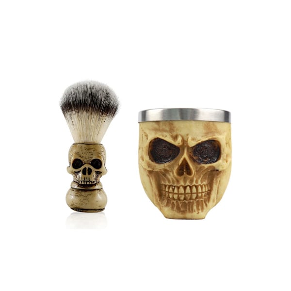 Skallehode Grevlingbarberkost og Skål (Beinbeige)