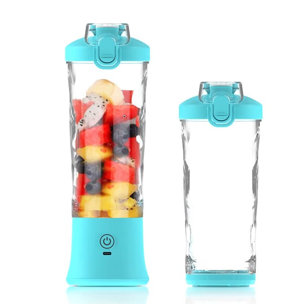 Juicer 20Oz med 6 kniver, USB-C oppladbart 4000Mah batteri (Himmelblå)