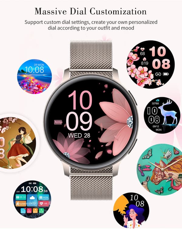 Smartwatch S53, 1,39 tommer rund skærm Bluetooth-opkald skridttælling søvn (sort)