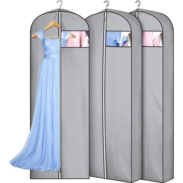 65\" Klädväskor med klart vänsterfönster, långa bröllopsklänningsöverdrag (3-pack)