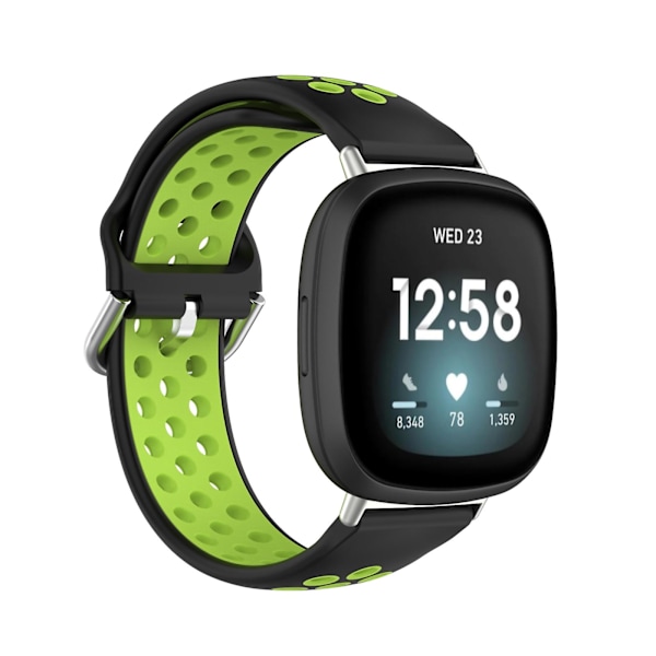 Kaksiväri silikoniranneke Fitbit Versa 3:lle Black Lime