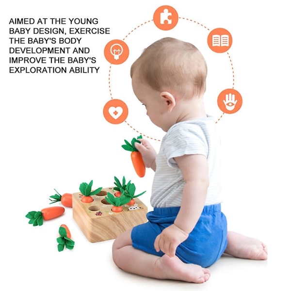 Treleketøy Montessori Form Størrelse Sortering Puslespill Gulrotfargeboks Høsting og utvikling Den beste gaven til din