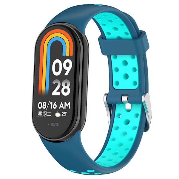 Kaksiväriset säädettävät rannekkeet silikoniset rannekkeet Xiaomi Smart Band 8:lle Blue Teal Green