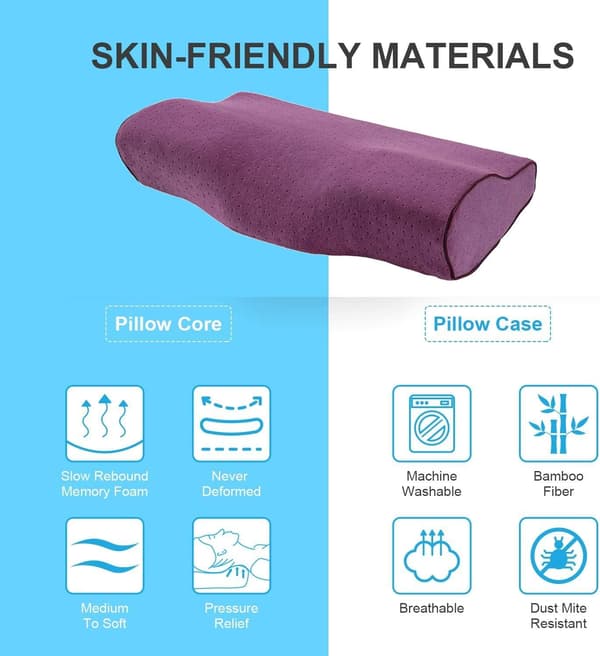 Pude Memory Skum Langsom Rebound Afslappende Cervikal Puder til Nakke, 62cm (Kamel) Camel