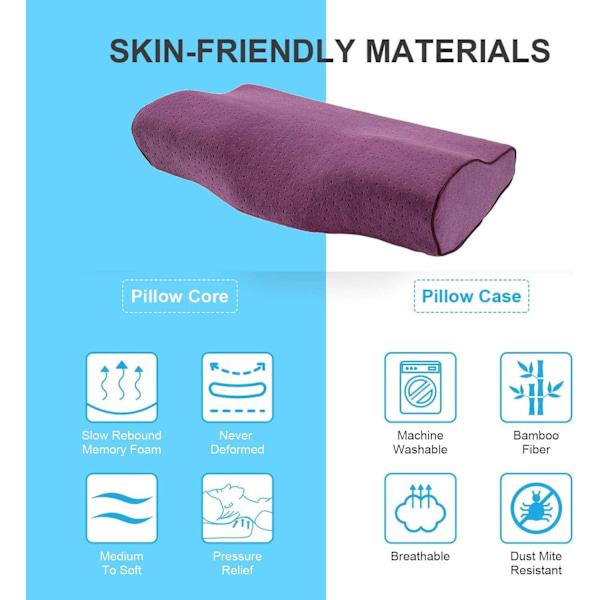 Pute Memory Foam Sakte Rebound Avslappende Cervicalputer for Nakke, 50cm (Kamel) Camel