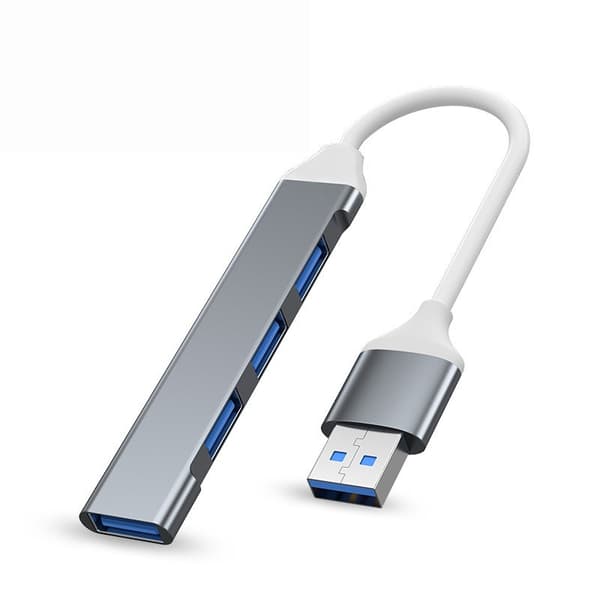 Adapter - USB-hub multiport, 4-i-1 USB-portdeler, 5 Gbps dataoverføring, aluminium (grå)