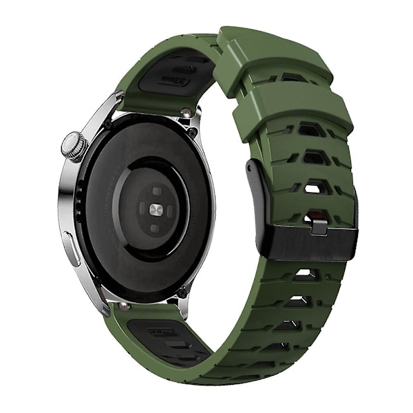 KLB-SSTXGJ-001 Til Samsung Galaxy Watch3 45mm / Huawei Watch Ultimate Trapezformet Silikone 22mm Rem Army Green Black