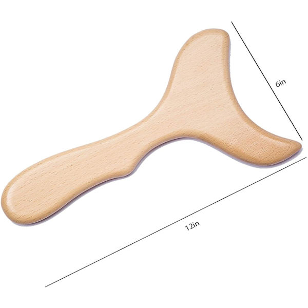 Gua Sha Tool ryggmassasjebrett av tre, egnet for cellulittmuskelavslapning