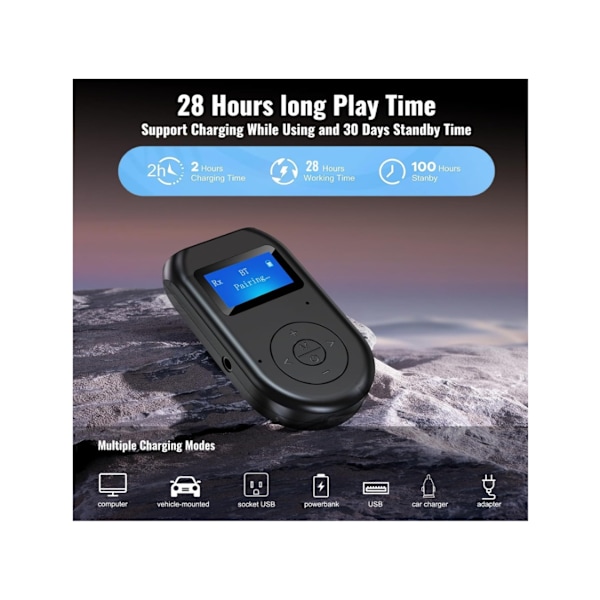 Bluetooth 5.0 FM-sender for bil, håndfri ringing, innebygd overstrømsbeskyttelse, 5V/3.1A hurtiglader