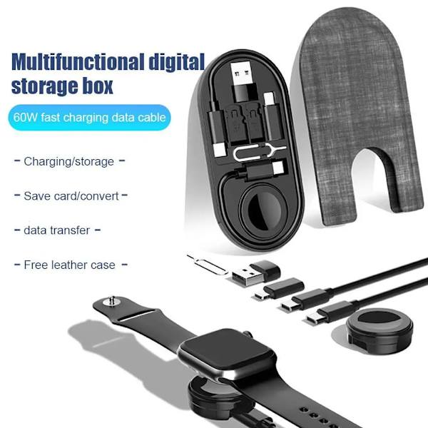 Adapter - USB C til Type C hurtigladekabel reise multifunksjons organiseringsboks
