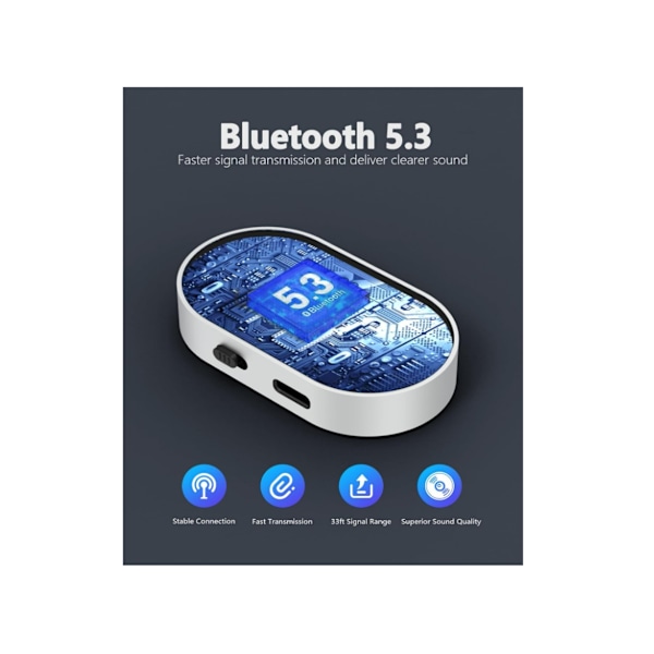Bluetooth 5.3 Aux -sovitin autoon, Bluetooth-sovitin autoon 3,5 mm:n aux-tulolla, aux Bluetoothiin virtakytkimellä