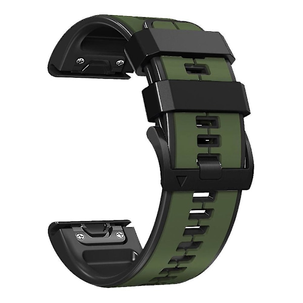 For Garmin Tactix 7 Pro/Fenix 7X/Fenix 6X Pro Silikon Armbånd Rem, Dual Color Smart Watch Rem 26mm Army Green Black