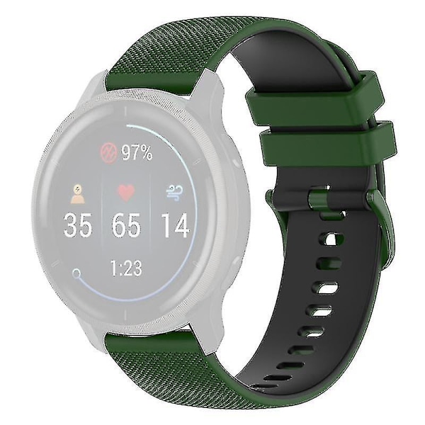 Garmin Venu2 Plus/Vivoactive 3/Vivomove Sport -silikoniranneke, vaihtokelpoinen ranneke, 20 mm Army Green Black G Other Smartwatch Model