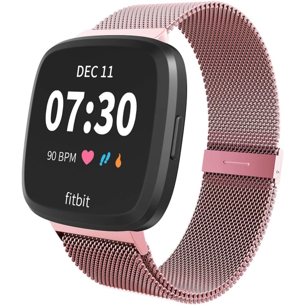 Metal Justerbar Udskiftningsarmbånd Magnetiske Bånd Kompatible Med Fitbit Versa/versa 2/versa Lite/se, Multi-farve Rose Gold Small