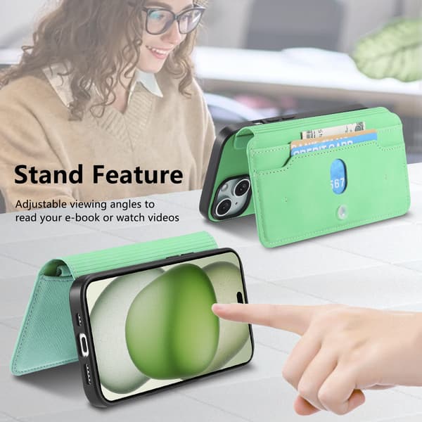 Fodral för iPhone 16 Plus Sugkopp Adsorption Flip Cover Magsafe Skyddsfodral Cyan