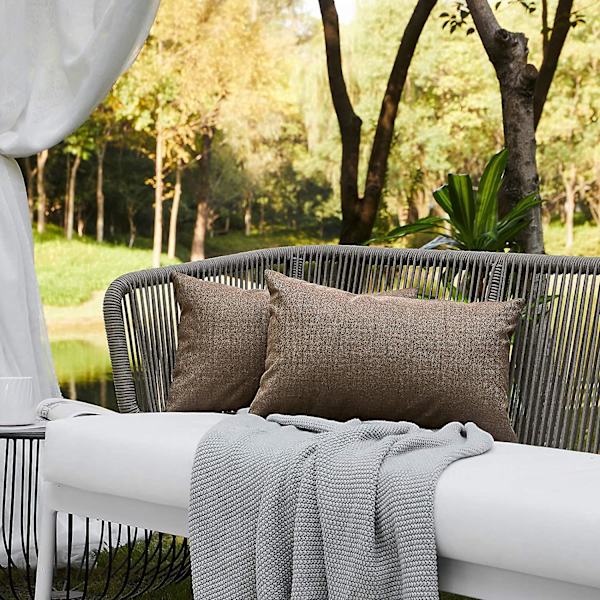 Udendørs puder til terrassemøbler Vandtætte pudebetræk Firkantet havepude Bondegårdslinned Pudebetræk Skal til terrasse Telt Sofa 18x1 Chocolate 12 * 20 Inch