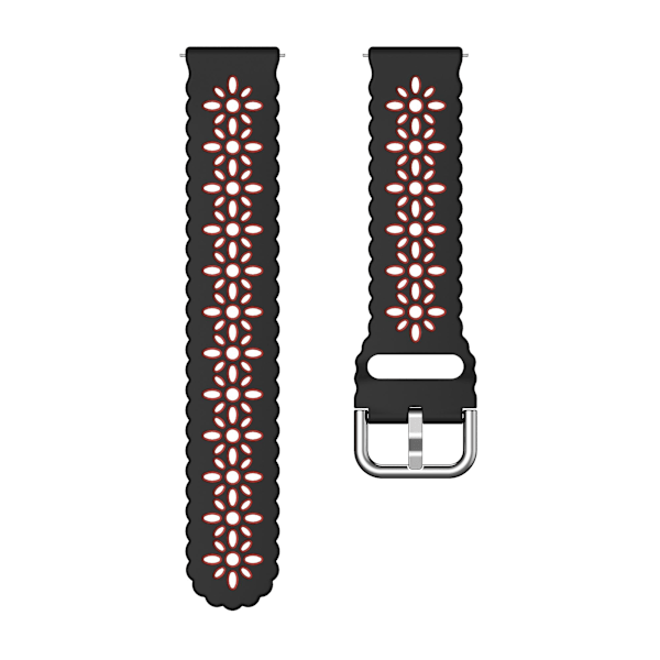 Silikonarmband 20 mm med blommigt hål och tvåfärgad design, kompatibel med Garmin Vivomove 3s / Samsung Gear Sport / Huawei Watch Gt 2 42 mm Black  Red