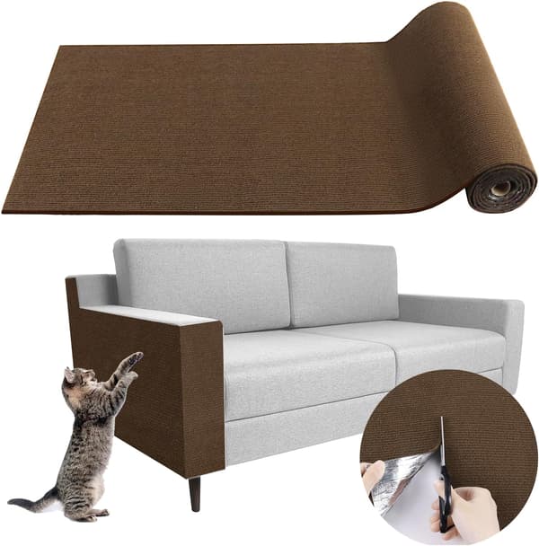 Kradsemåtte til katte - Selvklæbende gør-det-selv sofakradsebeskyttelse (brun, 40×300 cm)