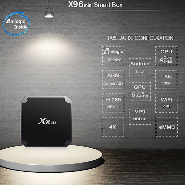 X96 Mini iptv Multimedia Streaming Android 9.0 Box / 4K Ultra HD WiFi TV Box med Amlogic S905W Quad-Core