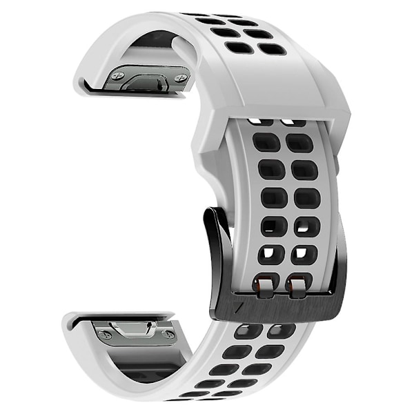 KLB-LWGJ-001 För Garmin Fenix 7 / 7 Pro Watch Band QuickFit 22mm Andningsbar Dubbel Rad Hål Rem White Black