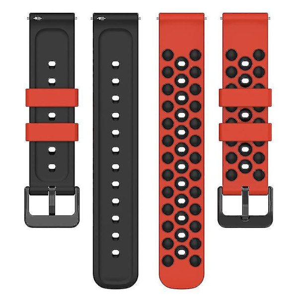 Samsungille, Huaweille, Huamille, Garminille, Polar-rannekkeelle 22 mm:n ranneke useilla pyöreillä rei'illä Red Black G Garmin Forerunner 255