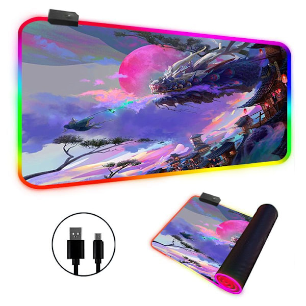 Rgb Gaming Musematte, Med Sklisikker Gummibase For Personlig Gamer (400 X 800 X 3 Mm)
