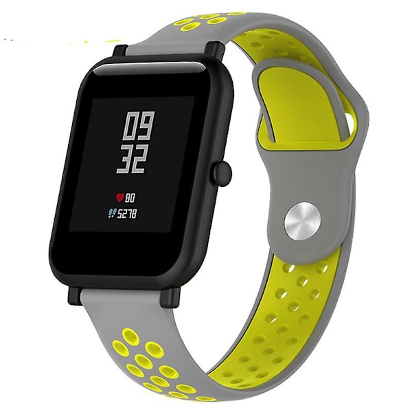 KLB-SSGJ-004 Samsung Gear Sport / Samsung Gear S2 Classic -silikoniranneke 20 mm:n soljella varustettu rannekoru Grey  Yellow
