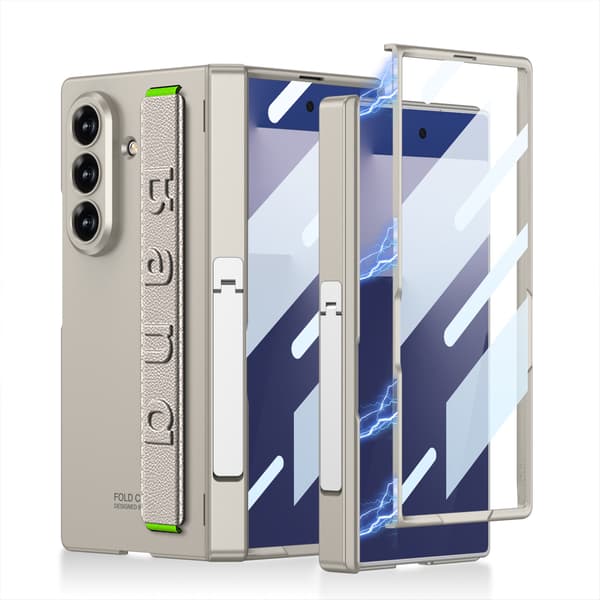 Fodral för Samsung Z Fold 7, med stödben / fingerrem (Titaniumgrå)