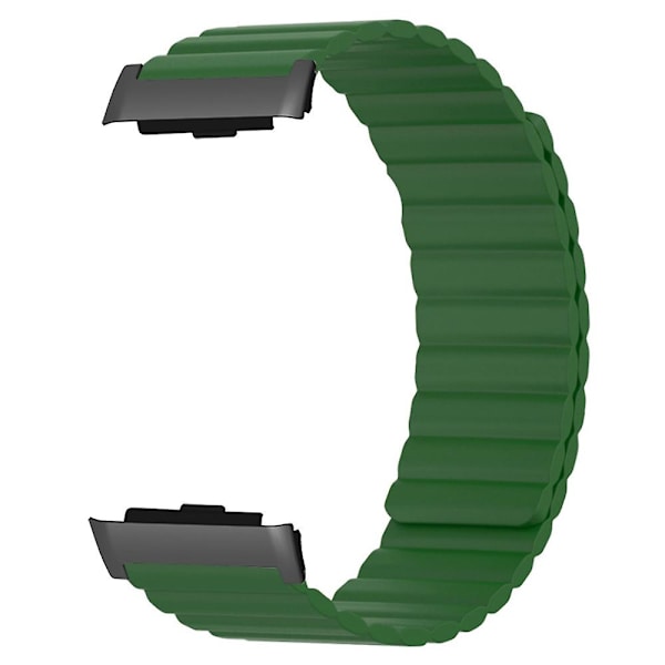 Magnetisk justerbar silikon+metall klokkestropp erstatning for Huawei Watch D Army Green