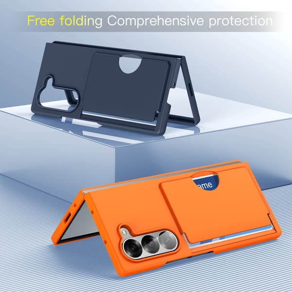 Etui til Samsung Z Fold 7, kortholder kickstand hårdt pc-bagcover (sort)