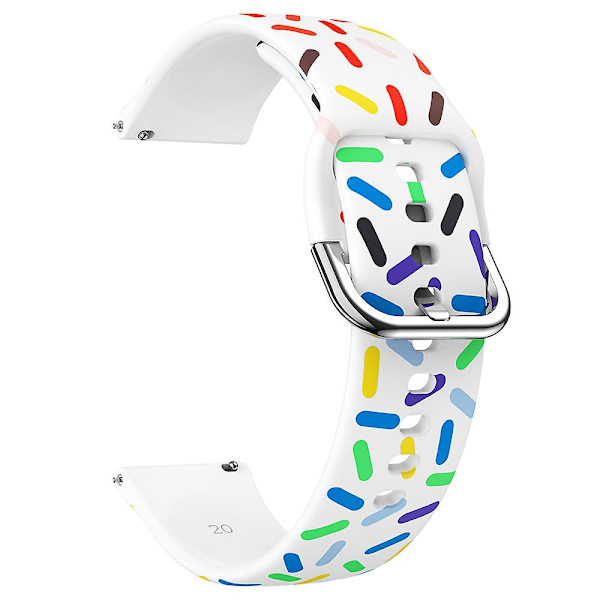 20mm klokkearmbånd for Samsung Galaxy Watch6 / Watch6 Classic / Watch 5 Pro / Watch4 Classic, mønstret silikonrem armbånd White Rainbow
