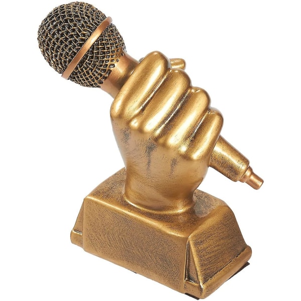 Golden Microphone Trophy - Small Resin Singing Award Trophy Karaoke, sangkonkurranser, fester, 5,5 X 4,75 X 2,25 tommer