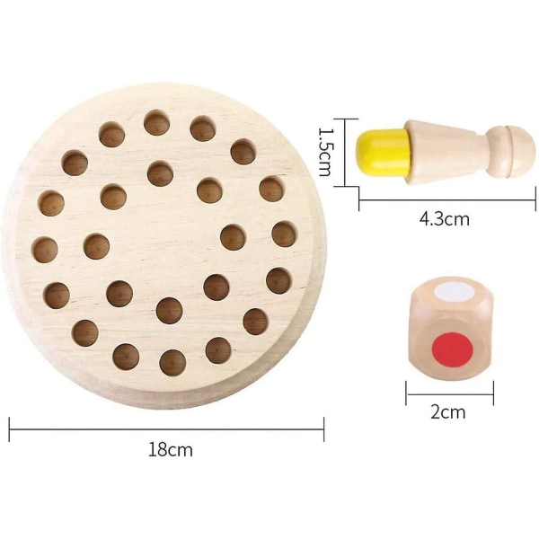 Trä Minne Matchstick Schack Set, Färgglada Memory Chess Brädspel