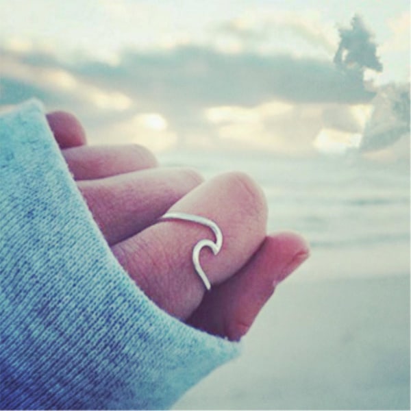 Unikt design Wave Ring Ocean Sea Wave Ring 925 Sølv Legering Ring Girlss Gift 5 Silver