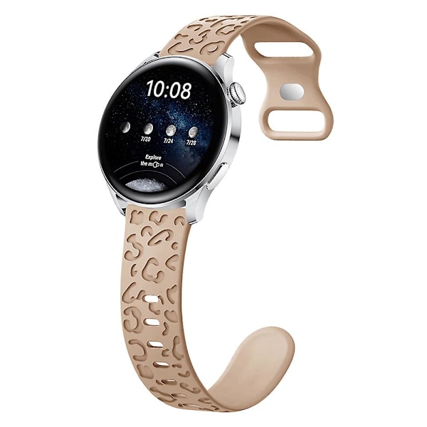Leopardmönstrad design för Samsung Galaxy Watch3 45mm / Huawei Watch 4 Pro 22mm klockarmband Milk Tea