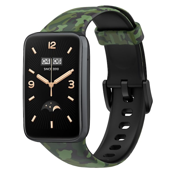 Til Xiaomi Mi Band 7 Pro Sport Band Blødt Silikone Mønster Tryk Udskiftning Rem, Standard Størrelse Camouflage Green