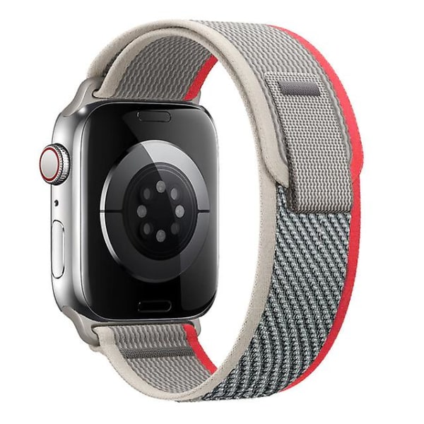 Band för Apple Watch Rem 49mm 44mm 40mm 45mm 41mm 42mm 38mm Correa Nylon Trail Loop Armband Iwatch Ultra Series 7 6 5 3 Se 8 38 40 41mm red-gray