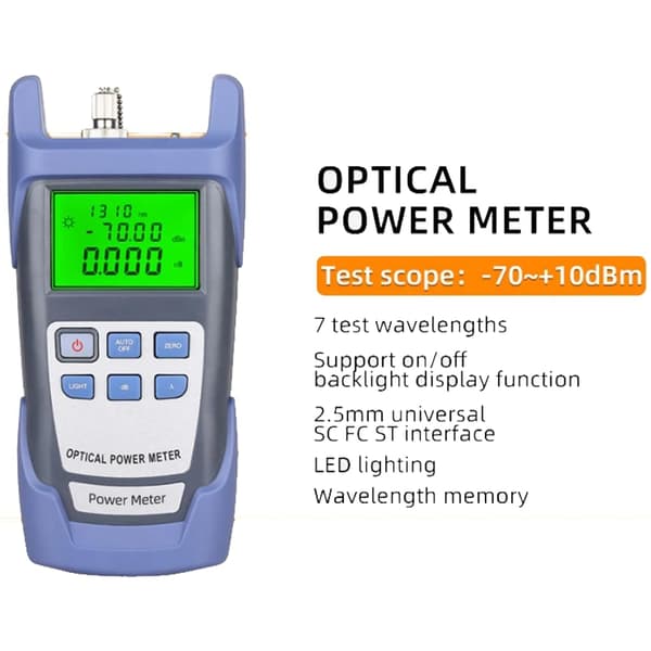 Optisk kabeltester, 50 mW visuel fejlfinding, FTTH optisk effektmåler -70 dBm til +10 dBm