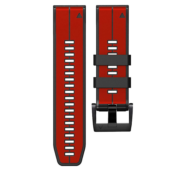 Silikonarmband för Garmin Tactix 7 Pro/Fenix 7X/Fenix 6X Pro, 26 mm, ersättningsarmband för smartklocka, tvåfärgat Red Black