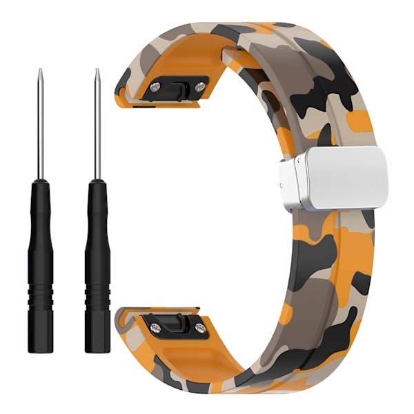 Sølvspænde 22mm Silikone Rem Urrem Til Garmin Fenix 7 / Forerunner 965/955/945/935 Camo Yellow