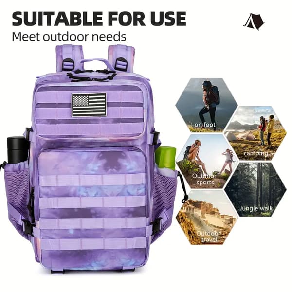 45L Taktisk Vattentät Ryggsäck Med Molle Lavender